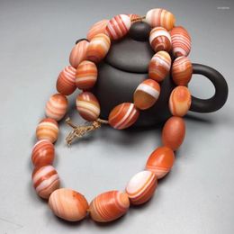 Decorative Figurines Nature Agate Gem Necklace Hanging Sardonyx Rosary Bead Mala Buddhism Old Chalcedony