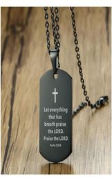 Bible Verse Necklace Stainless Steel Mens Necklace Dog Pendant Religious Jewellery Black For Christian Prayer Gift 4Uvgc6590761