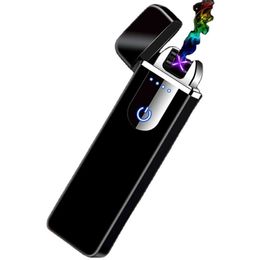 Flameless,Windproof,Touch Sensitive, Dual Plasma ARC Lighter For Cigarette For Christmas Gift