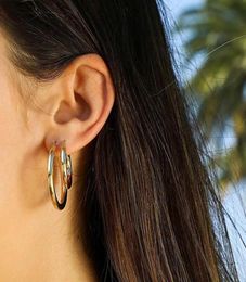 New polished gold Colour round tube creole earrings 52mm gothic hiphop half circle hoops earrings gifts for women punk Jewellery whol4548395