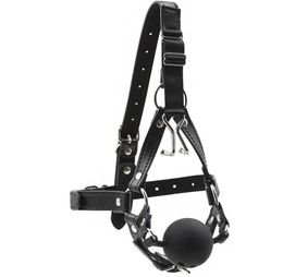 Bondage Gear Head Harness Muzzle with Mouth Gag and Nose Hook Fetish Sex Toy New Design Leather BDSM Open Mouth Ball Gags B03020403837865