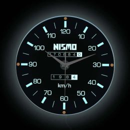 Clocks Motorsports Speedometer Modern Design LED Light Wall Clock For Man Cave Garage Decor Driving Racing Car Dashboard Pritned Clock