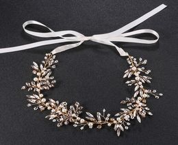 Handmade Pearl Crystal Bridal Hair Vine Jewellery Gold Bridal Boho Headpiece Headband Accessories JCG0232046058