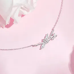 Chains VENTFILLE 925 Sterling Silver Necklace For Women Girl Zircon Flower Rose Temperament Sweet Romantic Jewellery Gift Drop