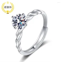 Cluster Rings JECIRCON Moissanite 925 Sterling Silver Twisted Rope Ring For Women Hearts And Arrows Diamond Luxury Wedding Band Fine Jewellery
