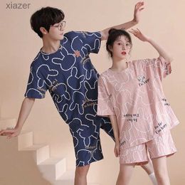 Women's Sleepwear Couple pajama set cotton womens pajama top and shorts pajamas summer mens pajama set womens pajamas WX