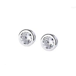 Wholesale Classic 925 Sterling Silver Minimalist Small Zircon Round Diamond Stud Earrings