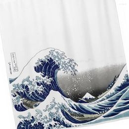Shower Curtains Waterproof Sea Wave Curtain Mould Resistant Digital Printing Bathroom Drape Japanese Style