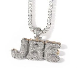 Pendant Necklaces Custom Bubble Letter Chain Iced Out Name Pendent Lab Diamond Cz Initial Sier Gold Personalized Hip Hop Jewelry W4987981