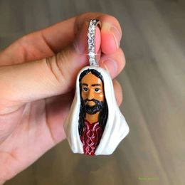 Hip Hop Jesus colar pendente Sier Gold com cadeia de tênis gelada fora de zircão cúbico presente de joias masculina