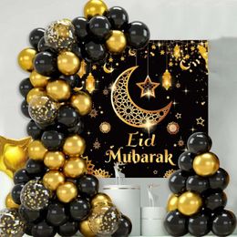 Party Decoration 63pcs Eid Mubarak Balloon Background Ramadan Decor For Home 2024 Ballons Muslim Islamic Festival Supplies