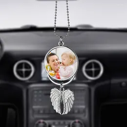 Decorative Figurines Sublimation Blanks Car Pendant Silver Angel Wing Rearview Mirror Decoration Hanging Charm Ornaments