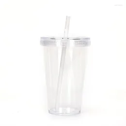 Mugs Tumbler With Lid And Straw Double Wall Reusable Leakproof 16oz Travel Cup Water Bottle BPA Free