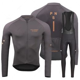 Pns Team Breathable Long Sleeve Cycling Jersey Set Bib Pants Ropa Maillot Ciclismo Bicycle Clothing MTB Bike Uniform Men Clothes 240506