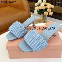 Slippers Quilted Leather Sandals Summer Women Multi Colour Mid Heel Mule Slides Beach Shoes Women's Open Toe Fashion Designer