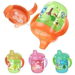 Cups Dishes Utensils Cute duckbill baby learning drink cup with double handle flip cover BPA free leak proof baby water cup with lidL2405
