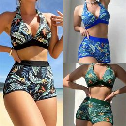 Women's Swimwear Sexy Leaves Printed Bikini 2024 Push Up Swimsuit Women Summer Set Female Ladies Tankini Bathing Suit