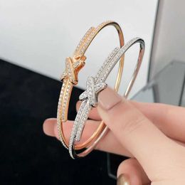 Bangle SFE High Quality 925 Silver Cross Gold Plated 14k Female Luxury Designer Fashion Exquisite Brand Jewellery Free Email Q240506