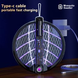Zappers Foldable Electric Mosquito Swatter USB TypeC Charging 1000mAh Portable Flies Killer Swatter Pest Control for Outdoor Indoor