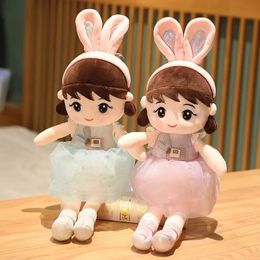 45cm Kawaii Plush Girl Doll with Rabbit Ears Soft Fill Doll Cute Plush Toy Girl Toy Childrens Birthday and Valentines Day Gift 240506