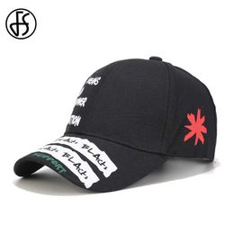 Ball Caps FS Black White Letter Print Fashion Hat For Women Summer Hip Hop Baseball Cap Men High Quality Cotton Trucker Hats Casquette Y240507