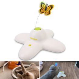 Toys 360 Degree Rotating Motion Activated Butterfly Funny Toys Smart Interactive Flutter Bug Automatic Flashing Puzzle Toy Cat Toy