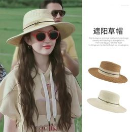 Wide Brim Hats 2024 Fashion Summer Outdoor Travel Sun Hat Lady Pastoral Straw Women Star Same Style