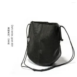 Shoulder Bags Soft Sheepskin Bag Women's Leather Tote One Simple Literature And Art Black Crowdsourcing