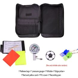 Soccer Professional Football Referee Bag With Whistle Red Yellow Cards Pick Edge Coin Barometer Soccer Wallet Set Kit Referee Equipment