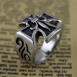 Fleur De Lis Cross Ring for Men and Women Stainless Steel Fleur-de-lys Heraldic Heraldry French Symbol Vintage Iris Flower 240416