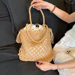 Shoulder Bags Summer Woven Beach Bag Ladies Purses Handbag Women Large Capacity Hollow Tote Knit Travel Shopper