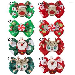 Hair Accessories 40 Pcs/Lot 3" Christmas Grosgrain Ribbon Bow Clips Handmade Baby Hairpins For Xmas Holiday Gift Girls