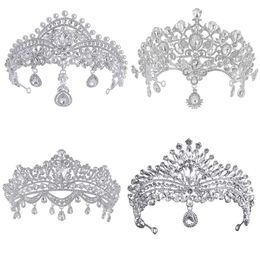 Headbands Silver wedding headpiece crystal rhinestone luxurious and fashionable bride crown Q240506