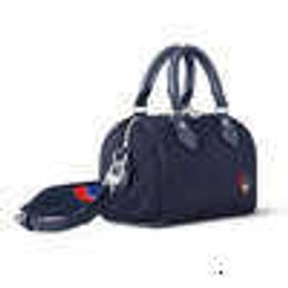 Motorcycle Bags Women's Bag Speedy 20 Navy Blue Nylon Convenient Casual Shoulder Handheld Pillow Bag M23445