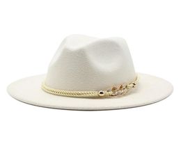 19 Colors Wide Brim Simple Church Derby Top Hat Panama Solid Felt Fedoras Hats for Men Women Artificial Wool Blend Jazz Cap2839731
