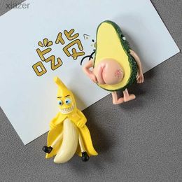 Fridge Magnets New product cute cartoon 3D refrigerant stickers for childrens toys creative home decoration fruit magnets banana avocado information WX