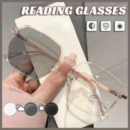 Sunglasses Fashion Large Frame Square Pochromic Reading Glasses Farsighted Presbyopia For Women And Men 3.0