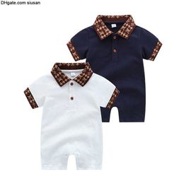 Fashion New Arrivals Boys Girls Brand Rompers Infant Summer Short Sleeve Jumpsuits Kids Cotton Turn-Down Collar Onesies