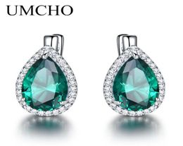 Umcho Green Emerald Gemstone Clip Earring 925 Sterling Silver Earrings For Women New Fashion Oval Birthstone Fine Designer Earring1926915