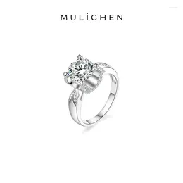 Cluster Rings MULICHEN Hollow Mounted 2Ct Moissanite Diamond 925 Silver Original Women's Ring Commemorative Gift Luxury Female Jewellery