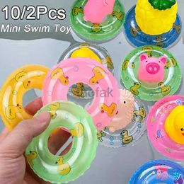 Bath Toys Summer Mini Swimming Circle Toy Babby Kids Funny Swimming Doll Pool Float Ring Toys Floating Rubber Bath Pool Inflatable Toy d240507