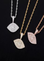 Designer Necklaces For Hip Hop Men Women Luxury Fashion Bling Zircon 18K Gold Rhodium Plated Copper Eye Style Pendant Necklaces9182393