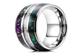 Wedding Rings Fashion 8MM Men Galaxy Tungsten Carbide Ring With Createdopal amp Meteorite Inlay Men39s Band Size 6147641741