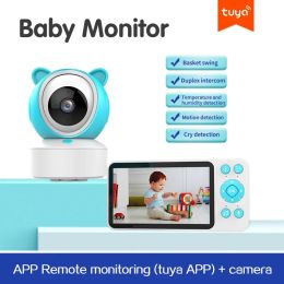 C8 Audio Video Baby Monitor 5" Tuya Smart WiFi Feeding Reminder Temperature Motion Sound Detection APP View Control Camera 1080P