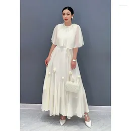 Party Dresses SuperAen 2024 Summer Chiffon Long Patched Fishtail Swing Shawl Sleeve Stereo Floral Elegant