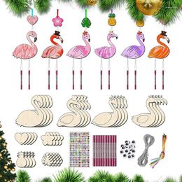 Decorative Figurines 12 Unfinished Flamingo Wind Chime Sets Art With Hand Arts And Crafts Craft Unleash Their Creativity Kit Christmas Decor