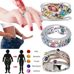 Cluster Rings Fashionable Exquisite Irregular Colourful Zircon For Women Romantic Rainbow Silver Colour Jewellery Accessories Birthday Gift