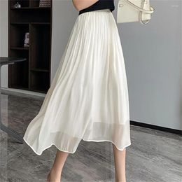 Skirts High Waist Loose Casual A-line Long Half Korean Fashion Clothing Women Spring Summer Elegant Solid Color Skirt