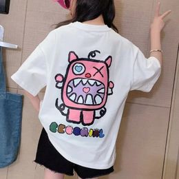 2023 Summer Kids Clothes Sweet Cool Girl T Shirt Short Sleeve Tops 100 Cotton FashionStreet style ONeck Tshirt for Children 240430