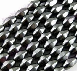 MIC 500 Pcs Black Magnetic Hematite Faceted Rhombus Seed Rice Beads Loose Beads Jewelry DIY Sell9849155